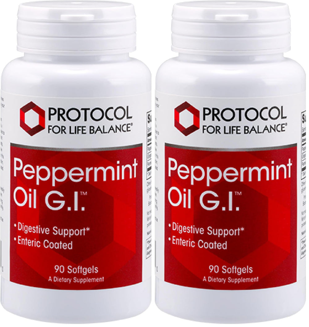 Protocol For Life Balance Peppermint G.I. bottle with enteric-coated softgels for digestive support
