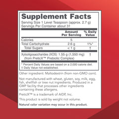 XOS powder scoop highlights easy daily serving for adults and children.
