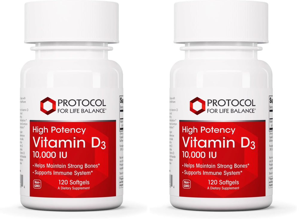 Protocol for Life Balance Vitamin D3 bottle front showing high potency for immune and bone support