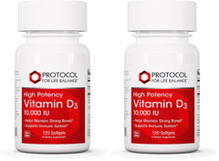 Protocol for Life Balance Vitamin D3 bottle front showing high potency for immune and bone support