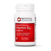 PROTOCOL FOR LIFE BALANCE Vitamin D3 50000 IU bottle front for daily wellness.