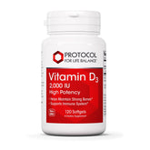 Protocol For Life Balance Vitamin D3 bottle on a shelf; supports bone health and dental health