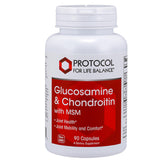 Protocol Glucosamine Chondroitin MSM bottle close-up for joint support.