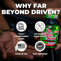 Psycho Pharma Far Beyond Driven glass with drink ready for a productive session