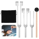 Ptwola tuning forks healing set with 128Hz, 256Hz, and 512Hz for sound therapy sessions.