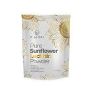 Puagri pure sunflower lecithin powder canister ready to emulsify dressings and smoothies.