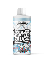 Pump Sauce front label with White Cherry flavor for caffeine-free pre-workout