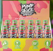 Pump Sauce Shooters Watermelon Margarita bottle shows on-the-go 2oz size for workouts.