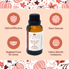 Application area on gums and cheeks with Punkin Butt oil