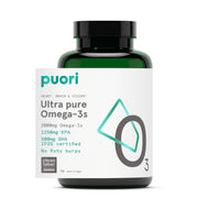 Puori Omega-3 softgels bottle close-up for daily use