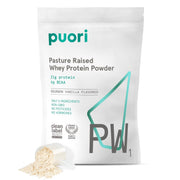 Puori PW1 Bourbon Vanilla pack shot shows clean whey for post-workout recovery.
