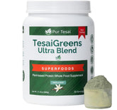 Pur Tesai TesaiGreens Ultra bottle showing plant-based nutrition for daily energy.