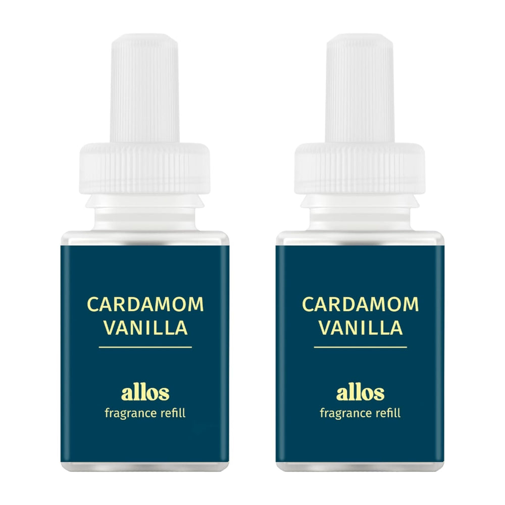 Pura Cardamon Vanilla refill bottle highlights long-lasting fragrance for up to 120 hours.