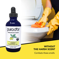 PURA D'OR Aceite de limón para difusor en el hogar, aroma cítrico.