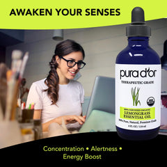 PURA D'OR lemongrass diffuser oil in use for uplifting spaces