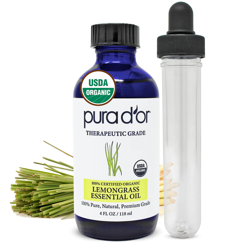 PURA D'OR lemongrass oil bottle 4oz for massage and a revitalizing aroma
