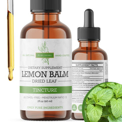 Pura Herba Lemon Balm Tincture bottle pour shows alcohol-free calming support.