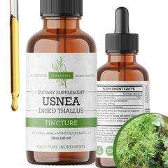 Pura Herba Organic Usnea liquid drops bottle—easy daily use.