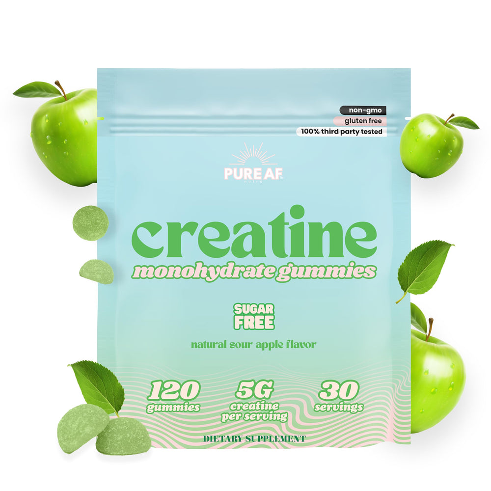 Pure AF Nutra Creatine Gummies bottle visual for convenient daily dosing.