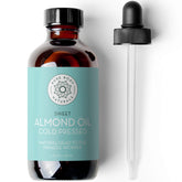 Pure Body Naturals Sweet Almond Oil bottle demonstrates lightweight moisturizing formula.