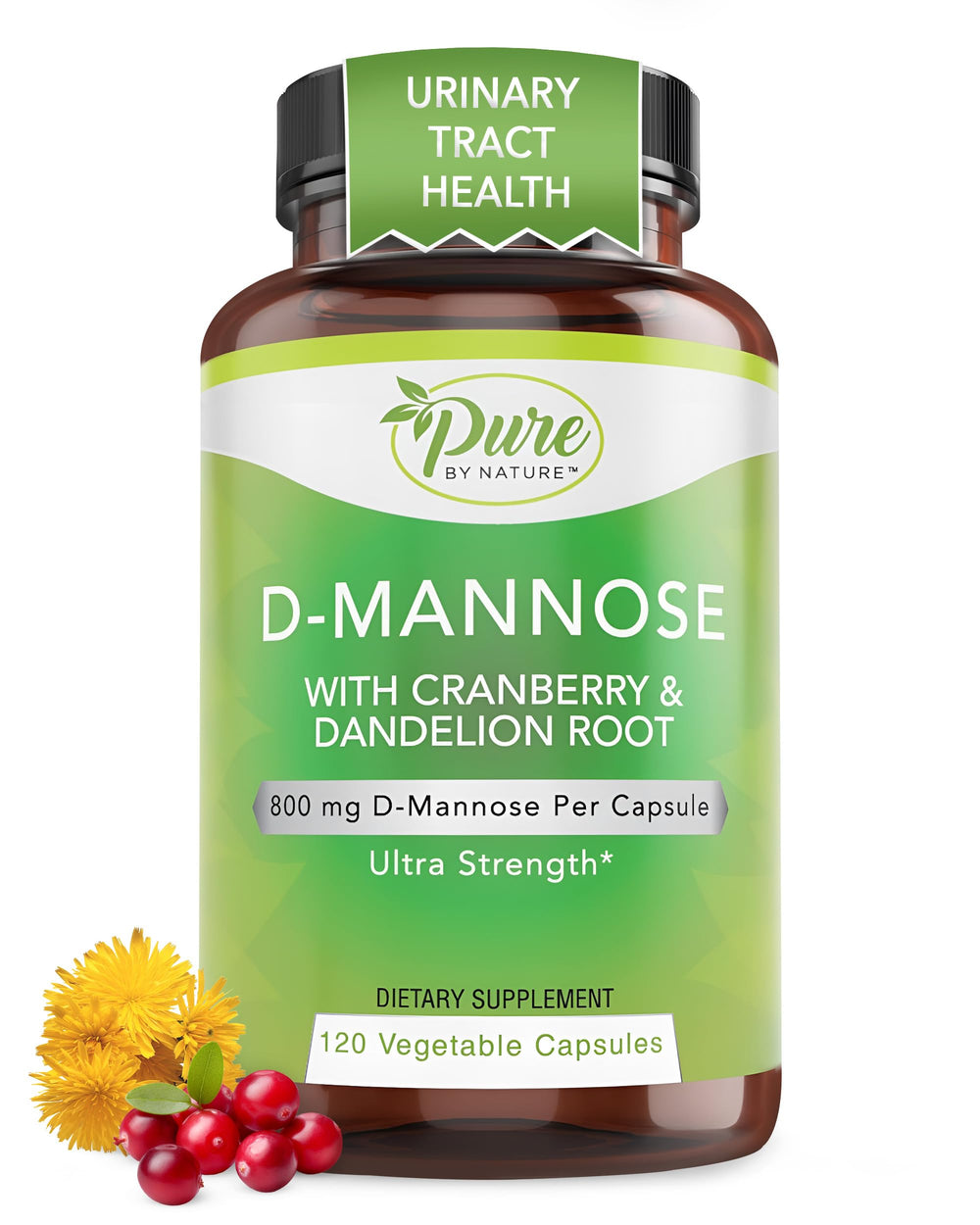 Pure By Nature D-Mannose bottle shown for daily urinary comfort support.