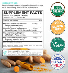 Pure Co curcumin 95% extract turmeric bottle highlights potent content and absorption potential