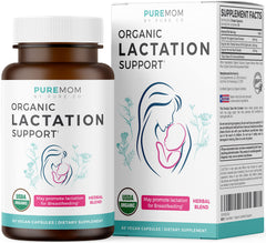Pure Co lactation bottle front showing vegan capsules for milk support