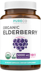 Pure Co Organic Elderberry Capsules bottle for daily immune support.