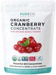 Pure Co Cranberry Powder jar front view for daily urinary health support