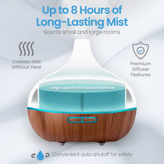 Pure Daily Care diffuser with LED rainbow light cycling for mood ambience