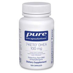 Pure Encapsulations 7-Keto DHEA 100 mg bottle front view for metabolic support.