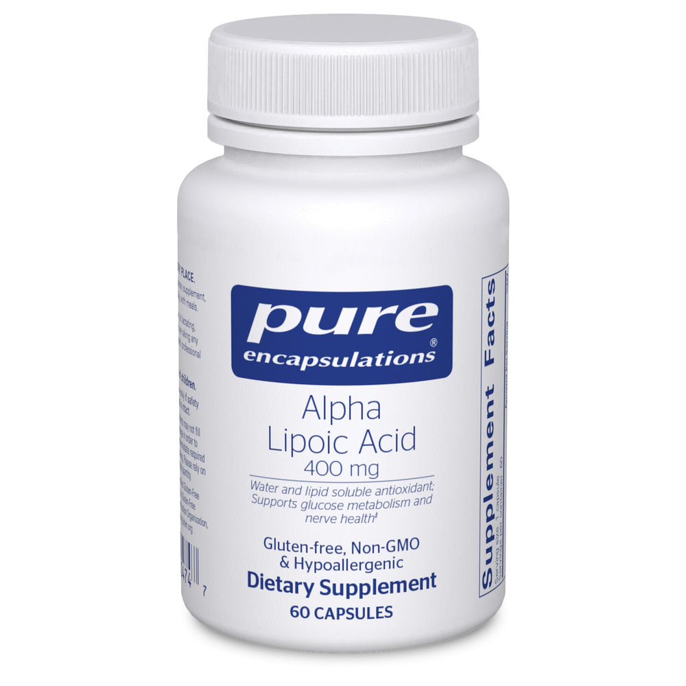 Pure Encapsulations Alpha Lipoic Acid 400 mg bottle for daily energy support