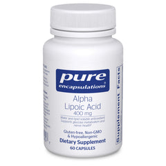 Pure Encapsulations Alpha Lipoic Acid 400 mg bottle for daily energy support