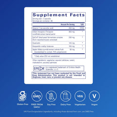 Capsules close-up of Aller-Essentials highlighting quercetin and vitamin C for cellular support.