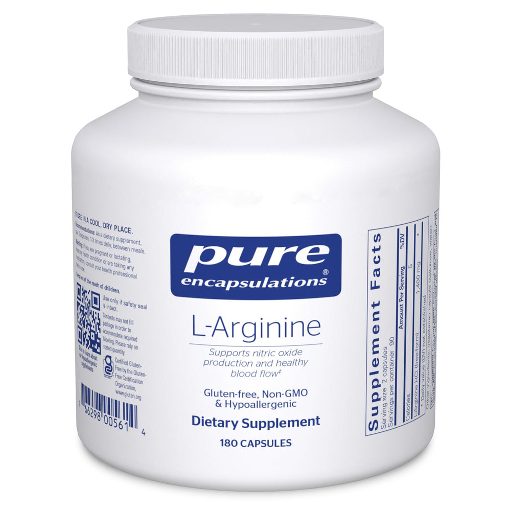 Pure Encapsulations L-Arginine bottle front view highlighting the product