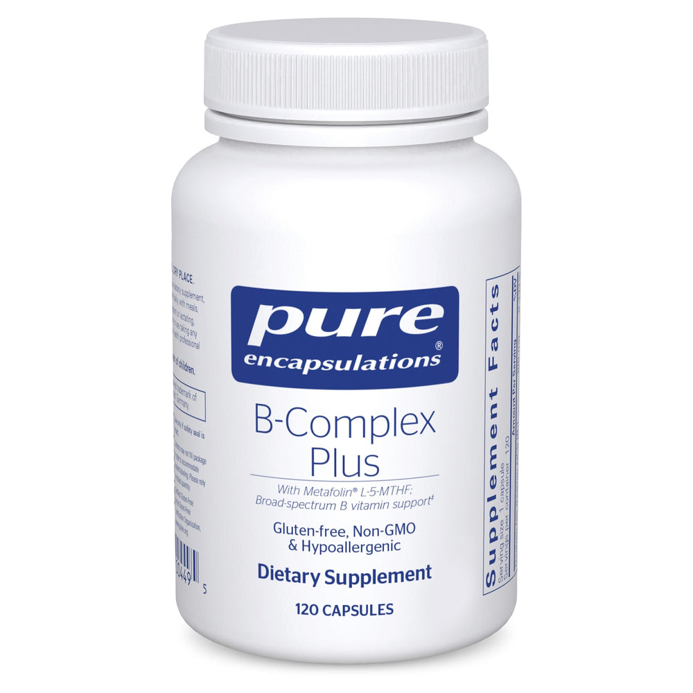 Pure Encapsulations B-Complex Plus bottle suggesting daily energy support.