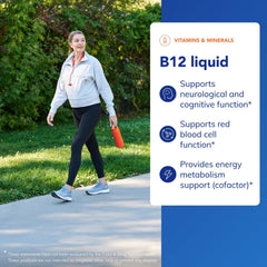 Pure Encapsulations B12 Liquid label closeup highlights purity and potency.