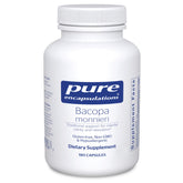 Pure Encapsulations Bacopa Monnieri bottle on a clean shelf for memory support.
