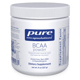 Pure Encapsulations BCAA Powder bottle shows premium hypoallergenic formula for workouts.
