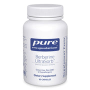 Pure Encapsulations Berberine UltraSorb bottle emphasizes enhanced absorption for metabolic support.