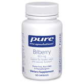 Pure Encapsulations Bilberry 160 mg bottle front, highlighting premium quality for daily visual support.