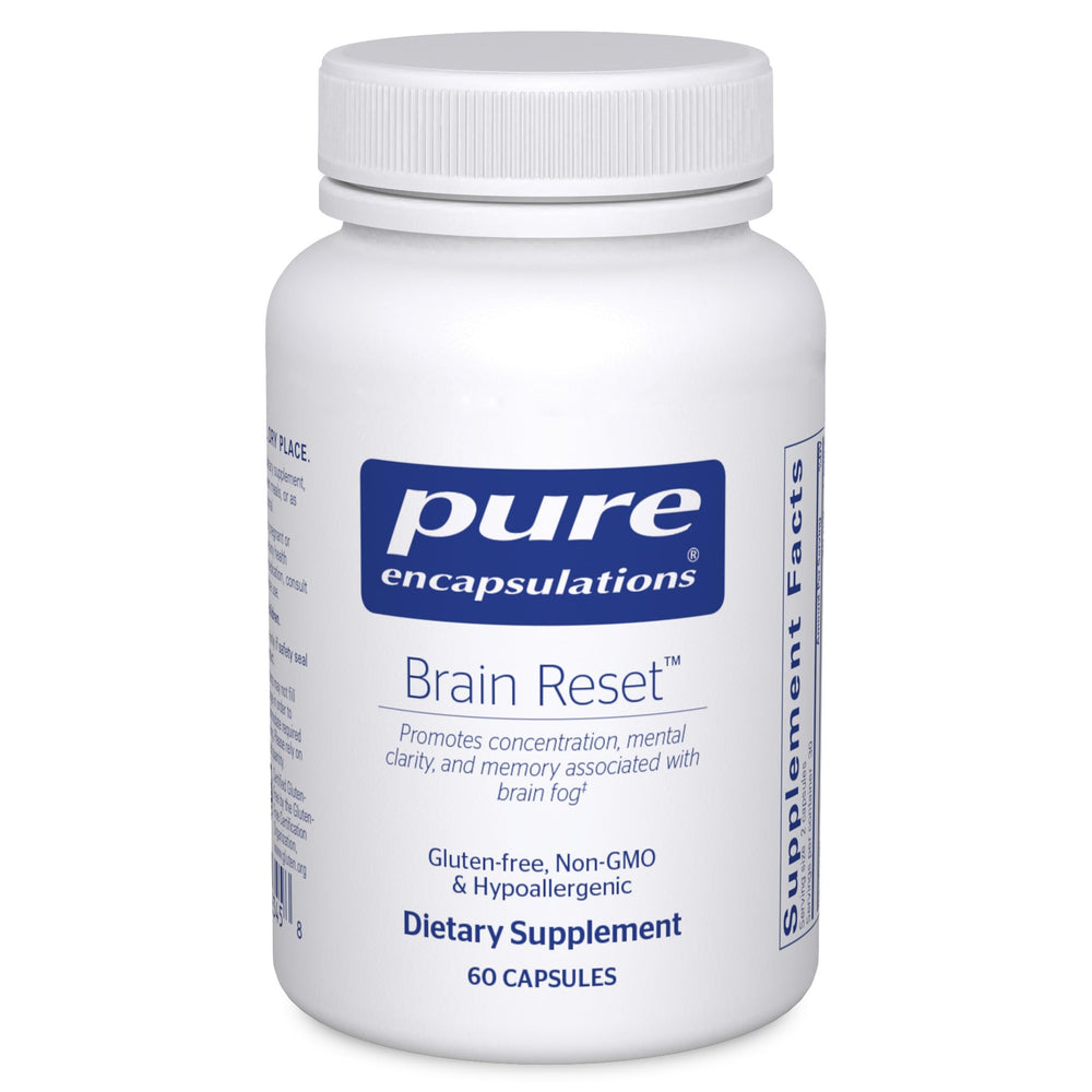 Pure Encapsulations Brain Reset bottle front promotes focus and mental clarity.