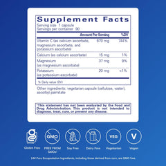 Pure Encapsulations Buffered Ascorbic Acid Capsules capsules in hand demonstrating gentler vitamin C for sensitive stomachs.