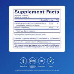 Pure Encapsulations CaffPhenol capsules close-up for smooth cognitive support.