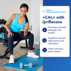 Pure Encapsulations +Cal+ Ipriflavon label close-up highlighting calcium absorption support.
