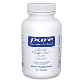 Pure Encapsulations Calcium Magnesium (Citrate) bottle front view for bone support.