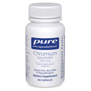Pure Encapsulations Chromium Picolinate 500 mcg bottle showing vegan gluten-free formula