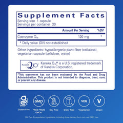 Pure Encapsulations CoQ10 capsules shown for steady energy support and daily vitality.