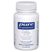 Pure Encapsulations CoQ10 250 mg bottle close-up for daily brain energy support.