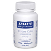 Pure Encapsulations Cortisol Calm bottle on shelf for stress support.